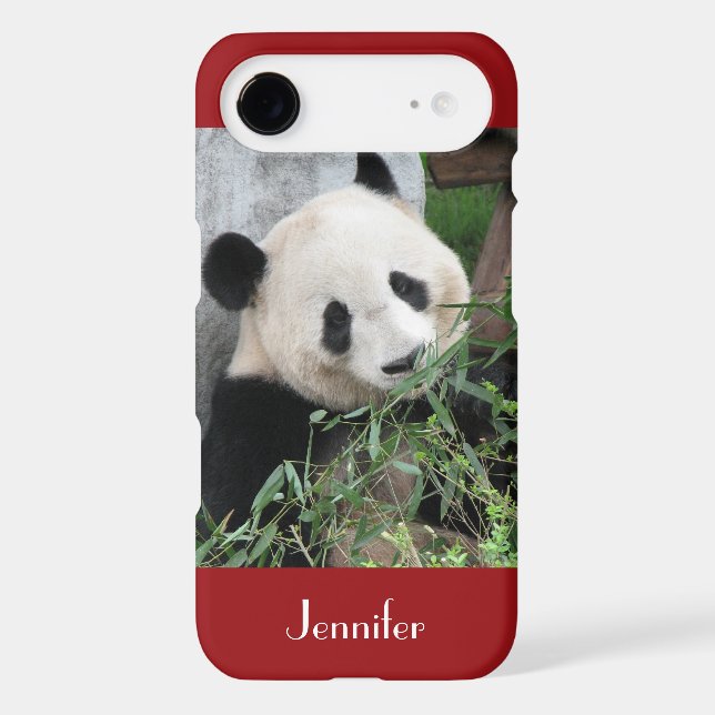 Cute Huggable Giant Panda, Dark Red, Name Case-Mate iPhone Case (Back)