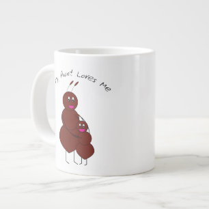 Cute Hugging Aunt and Niece Ant Cartoon Large Coffee Mug