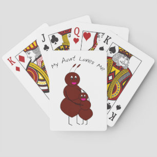 Cute Hugging Aunt and Niece Ant Cartoon Poker Cards