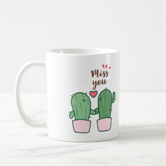 Cute Hugging Cactus Miss You Coffee Mug