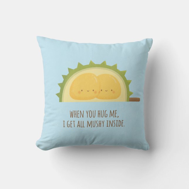 Cute Hugging Durian Seeds Mushy Love Throw Pillow (Front)