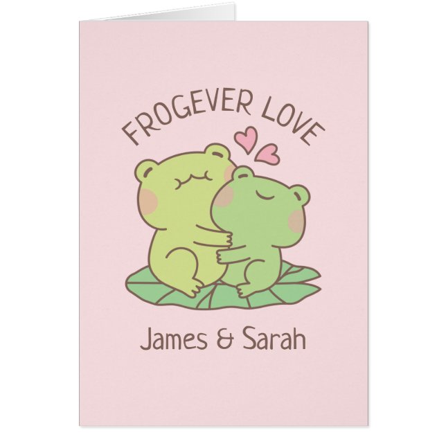 Cute Hugging Frogs Frogever Love Pun Cards (Front)