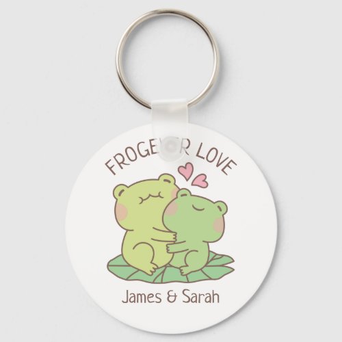 Cute Hugging Frogs Frogever Love Pun Keychain