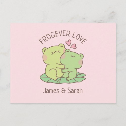 Cute Hugging Frogs Frogever Love Valentines Day Postcard