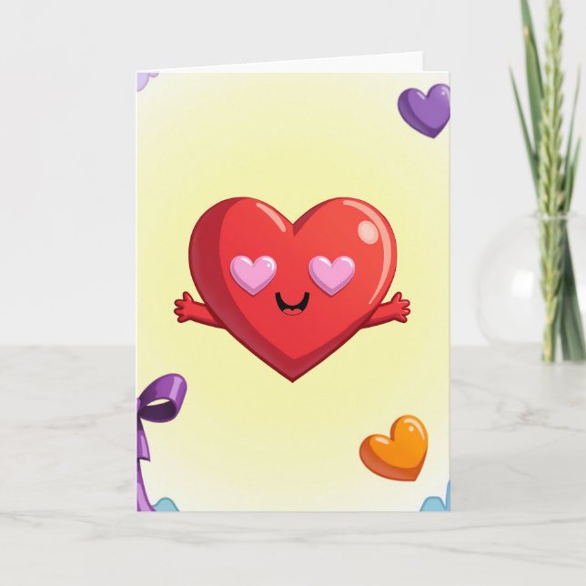 Cute Hugging Love Heart Card (Front)