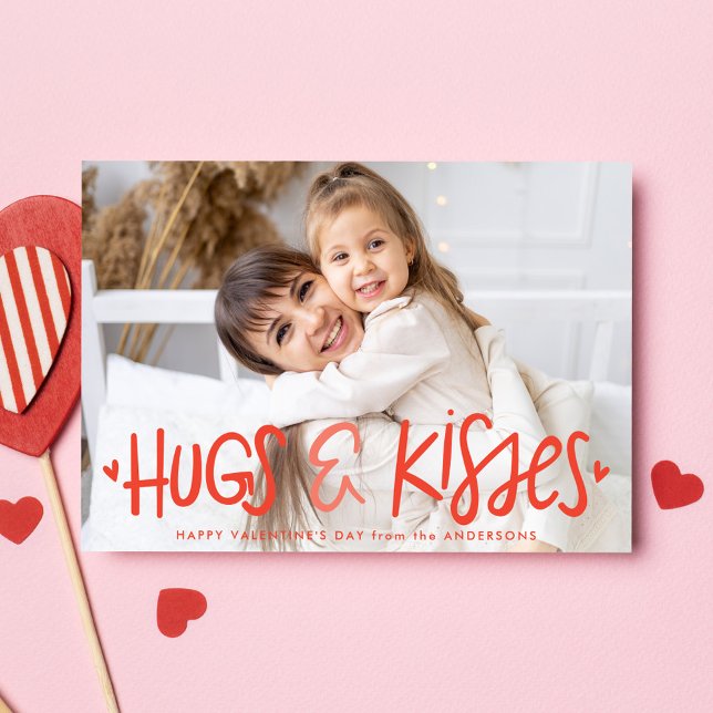 Cute Hugs and Kisses Photo Valentine's Day Card (Creator Uploaded)