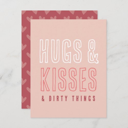 Cute Hugs  Kisses  Dirty Things Funny Valentines Holiday Card