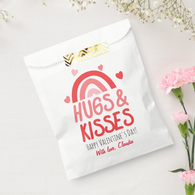 Cute Hugs & Kisses Happy Valentine's Day Favor Bag (Sealed)