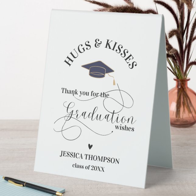 Cute Hugs & Kisses Photo 2025 Graduation Thank You Table Tent (In SItu (Table))