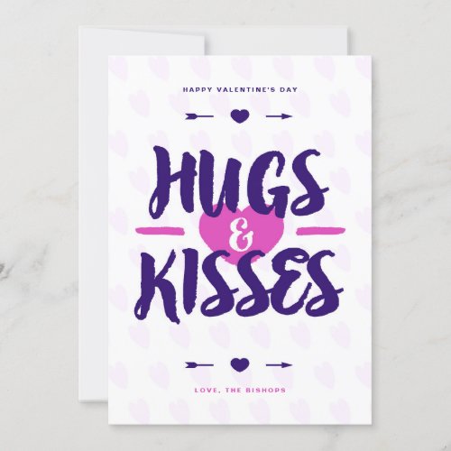 Cute Hugs  Kisses Rustic Lettered Valentines Day Holiday Card