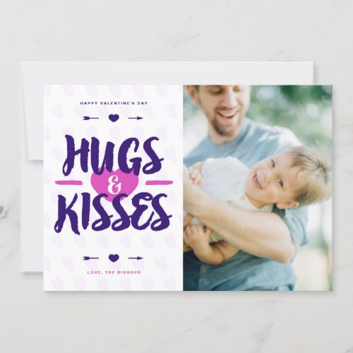 Cute Hugs  Kisses Rustic Photo Valentines Day Holiday Card