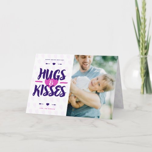 Cute Hugs  Kisses Rustic Photo Valentines Day Holiday Card
