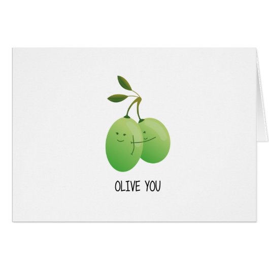 Cute Hugs & Love Card - Olive you! (Front Horizontal)