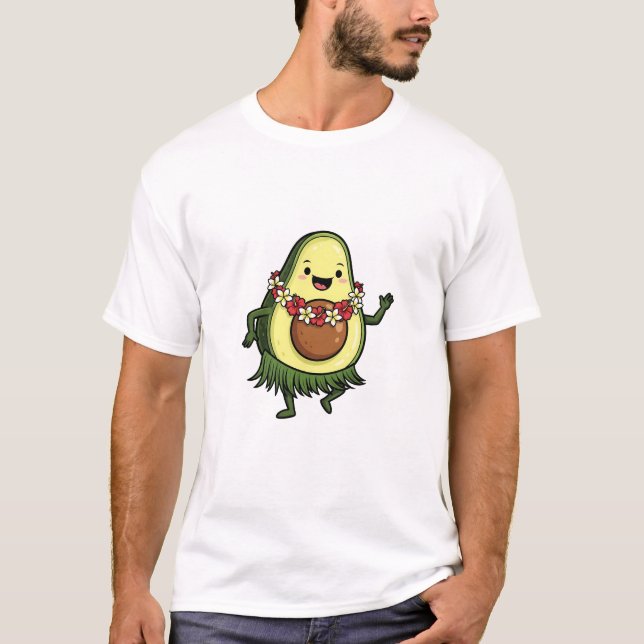 Cute Hula Avocado Character Dancing T-Shirt (Front)