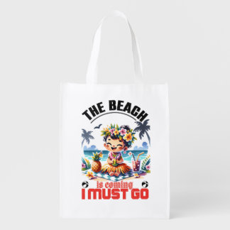 Cute Hula Girl Summer is Coming I Must Go – Tropic Grocery Bag