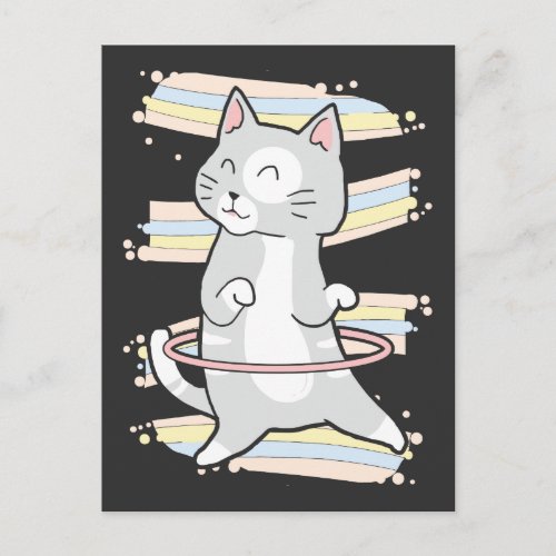 Cute Hula Hoop Kitty Dancing Cat Dance Lover Postcard