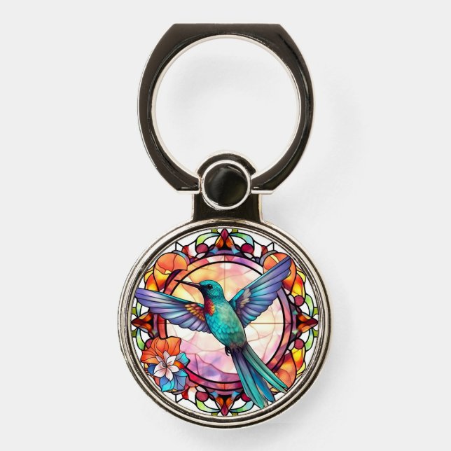 Cute humming bird lovers  phone ring stand (Front)
