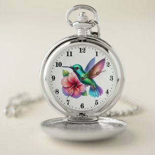 Cute humming bird lovers pocket watch