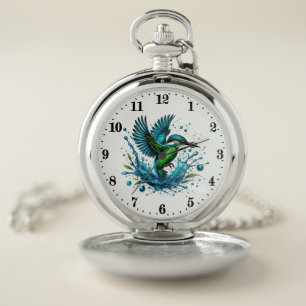 Cute humming bird lovers pocket watch