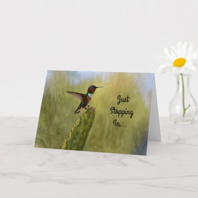 Cute Hummingbird Art Birthday Card (Small Plant)
