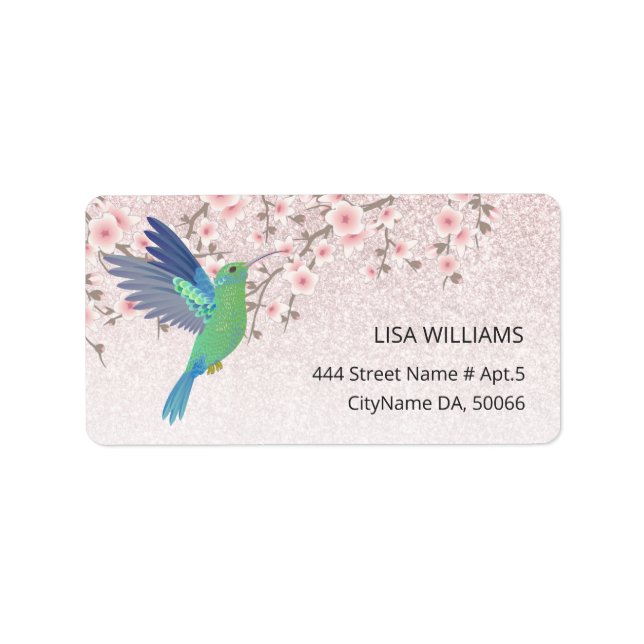 Cute Hummingbird Cherry Blossom  Label (Front)