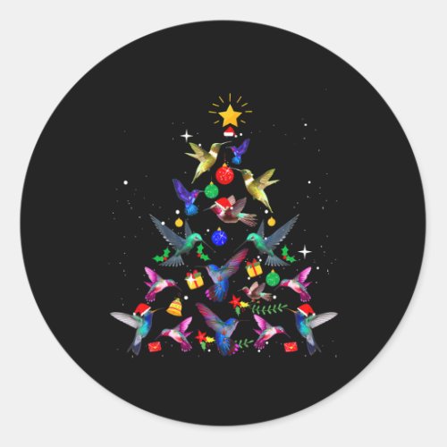 Cute Hummingbird Christmas Tree Xmas Gifts  Classic Round Sticker