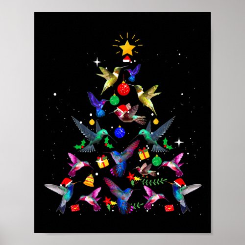 Cute Hummingbird Christmas Tree Xmas Gifts  Poster