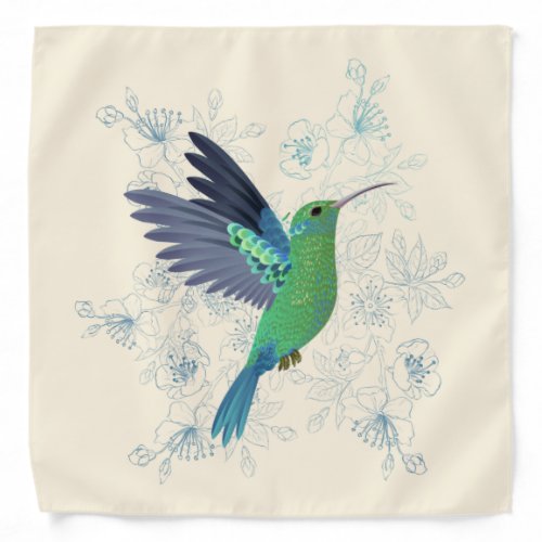 Cute Hummingbird Floral Bandana