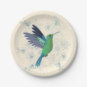 Cute Hummingbird Floral Paper Plates