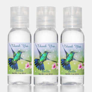 Cute Hummingbird & Flowers Thank You Favor Hand Sanitizer
