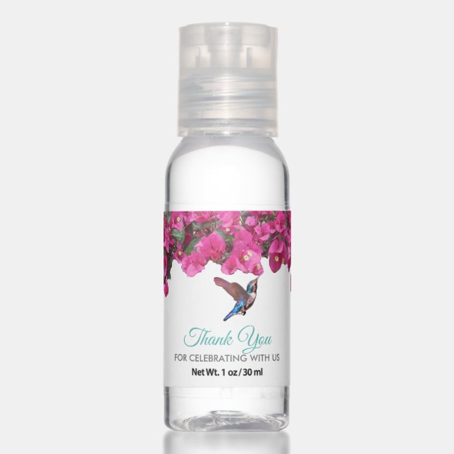 Cute hummingbird & flowers Thank You Hand Sanitizer (Front)