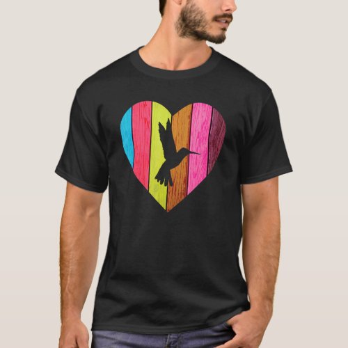 Cute Hummingbird Heart Love Bird T_Shirt
