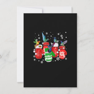Cute Hummingbird In Gloves Christmas Bird Lovers M Invitation