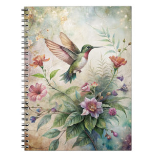 Cute Hummingbird on Flowers Notebook