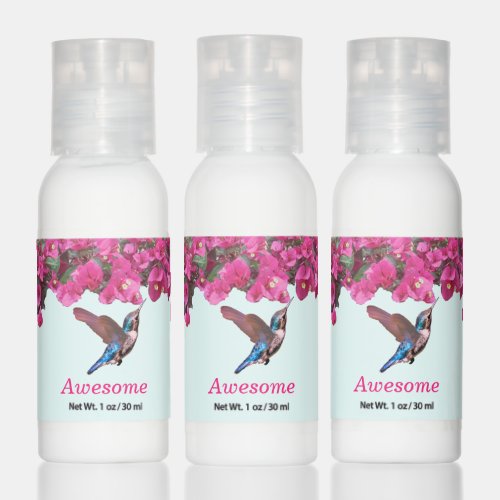 Cute hummingbird  tropical flowers hand lotion