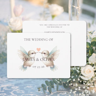 Cute Hummingbird Wedding Horizontal Invitation