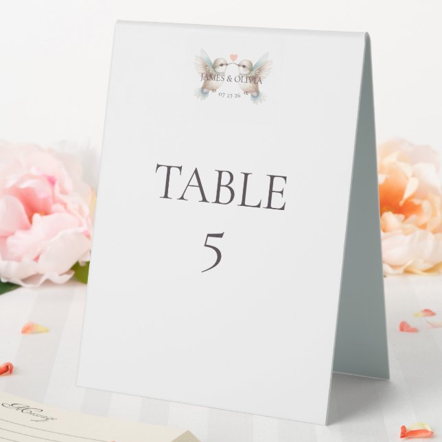 Cute Hummingbird Wedding Table Number Card Tent (In SItu (Wedding))