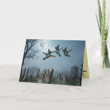 Cute Hummingbird Witch Halloween Card