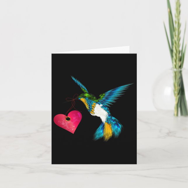 Cute Hummingbird With Heart Bird Lover Design Art  Card (Front)