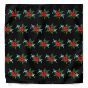 Cute Hummingsbirds on Hibiscus Flower Cartoon Bandana