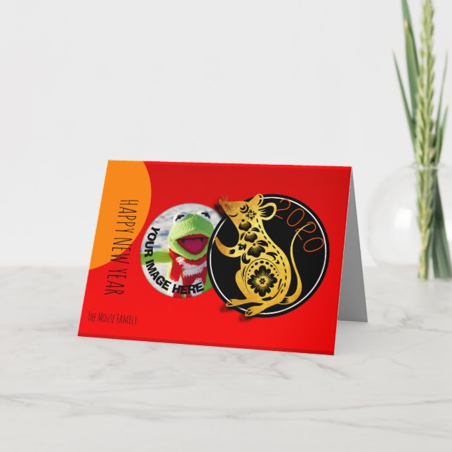 Cute Humorous Rat Paper-cut 2020 Greeting Card (Front)