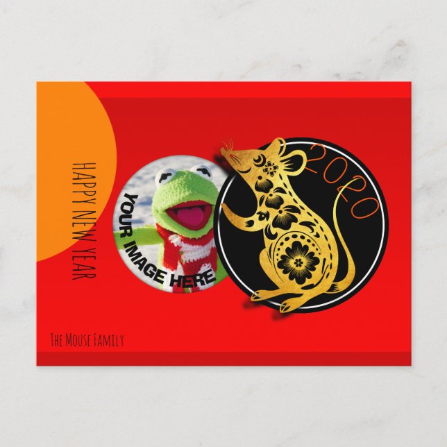 Cute Humorous Rat Paper-cut 2020 Postcard (Front)