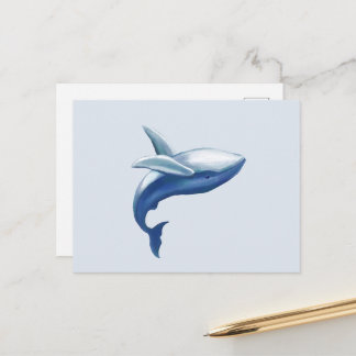 Cute Humpback Whale Jumping Out of Water Drawing Postcard