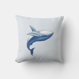 Cute Humpback Whale Jumping Out of Water Drawing Throw Pillow