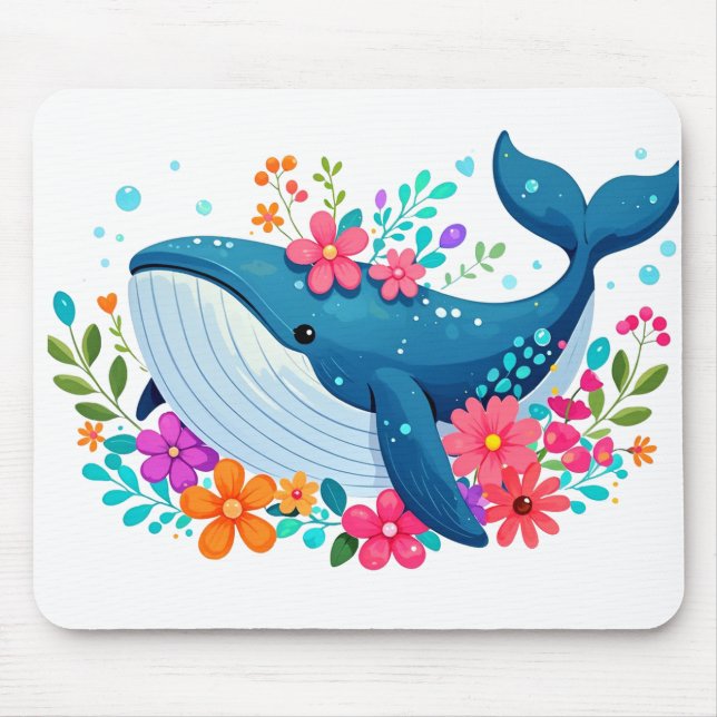 cute humpback whale mouse pad (Front)