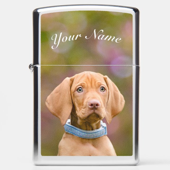 Cute Hungarian Vizsla Dog Puppy Photo Personalized Zippo Lighter (Front)