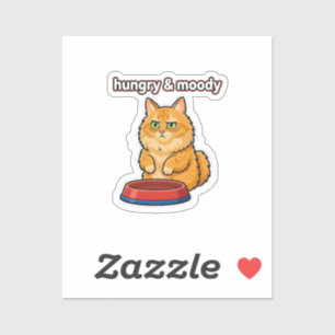 Cute Hungry and Moody Orange Cat Meme sticker