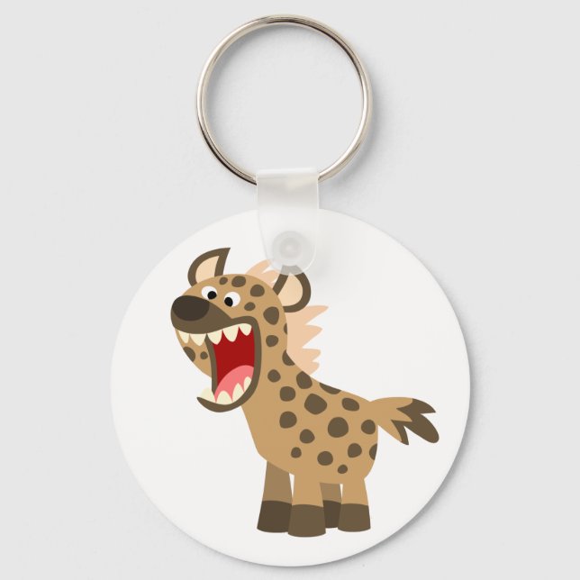 Cute Hungry Cartoon Hyena Keychain (Front)