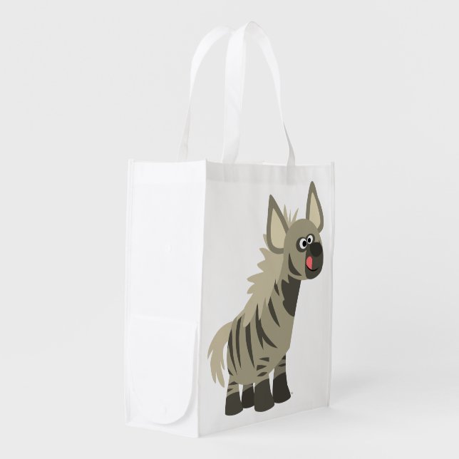 Cute Hungry Cartoon Striped Hyena Reusable Bag (Front Side)