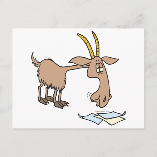 cute hungry goat cartoon postcard (Front)